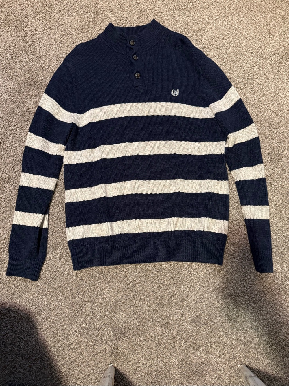 Ralph Lauren Navy and White Striped Crewneck Pullover